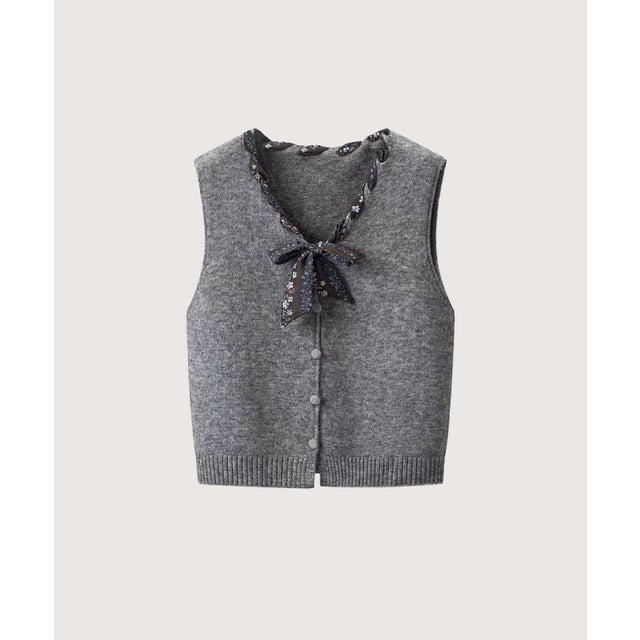 Scarf Ribbon Knit Vest/スカーフリボンニットベスト （Gray）