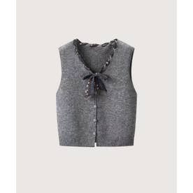 Scarf Ribbon Knit Vest/スカーフリボンニットベスト （Gray）