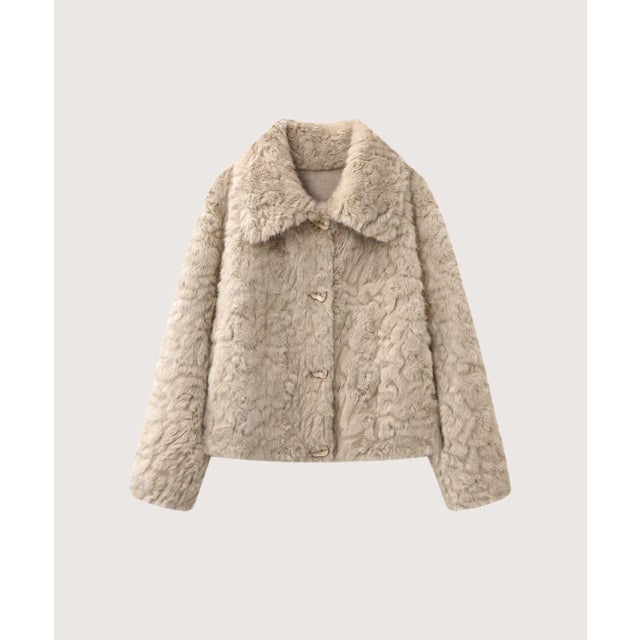 Soft Textured Faux Fur Coat/ソフトフェイクファーコート （Beige）
