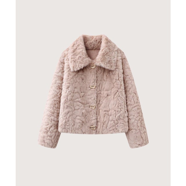 Soft Textured Faux Fur Coat/ソフトフェイクファーコート （Pink）