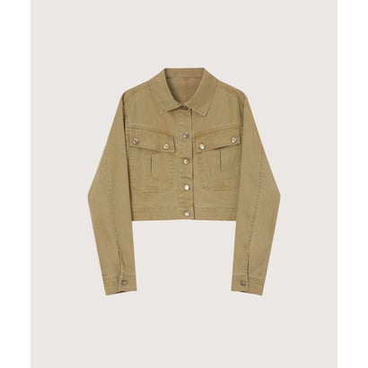 ラポミ プチ LA POMME petit Double Pocket Cropped Denim Jacket Set Up/ダブルポケットクロップドデニムジャケットセットアップ （Khaki）｜詳細画像