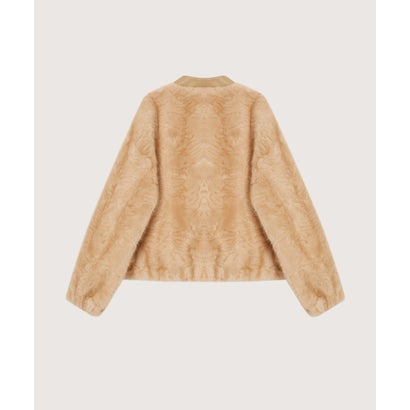ラポミ プチ LA POMME petit Cropped Bow Faux Fur Coat/ボウ付きフェイクファーコート （Beige）｜詳細画像