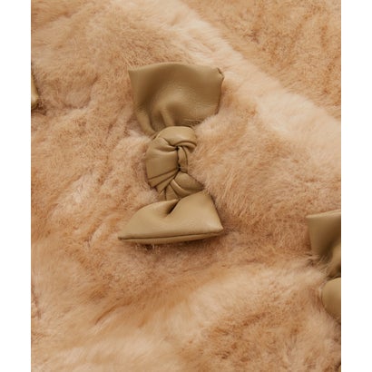 ラポミ プチ LA POMME petit Cropped Bow Faux Fur Coat/ボウ付きフェイクファーコート （Beige）｜詳細画像