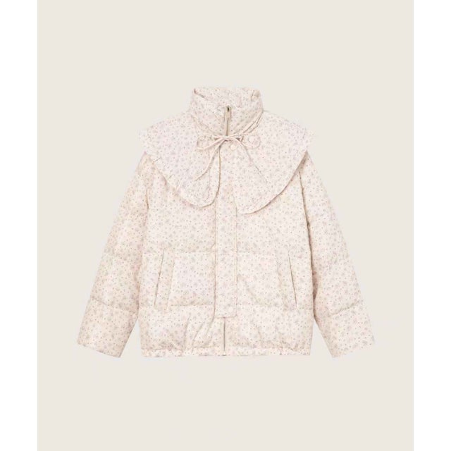 Lace Frill Collar Puff Duck Down Coat レースフリル襟ハーフダックダウンコート （Flower）