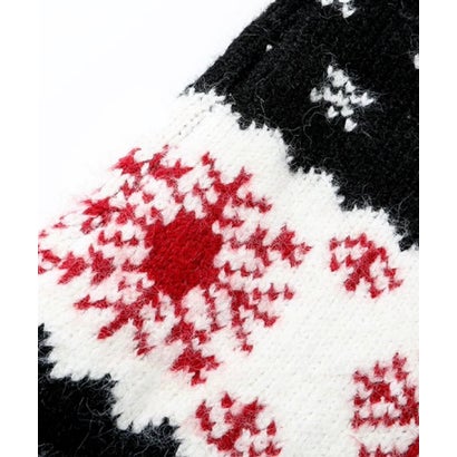 ラポミ プチ LA POMME petit Snowflake Jacquard Fair Isle Cardigan Midi Skirt Set Up/スノーフレーク柄ジャカードフェアアイルカーディガンミディスカーセット （Black）｜詳細画像