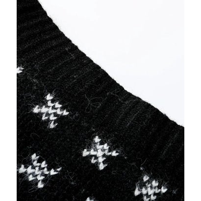 ラポミ プチ LA POMME petit Snowflake Jacquard Fair Isle Cardigan Midi Skirt Set Up/スノーフレーク柄ジャカードフェアアイルカーディガンミディスカーセット （Black）｜詳細画像