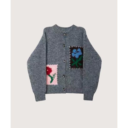 ラポミ プチ LA POMME petit Garden Floral Jacquard Fuzzy Cardigan/ガーデンフローラルジャカードファジーカーディガン （Gray）｜詳細画像