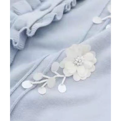 Flower Applique Front Ruffle Cardigan/フロントラッフルフラワーアップリケカーディガン （Pink）｜詳細画像
