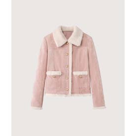 Corduroy Fur Trim Cropped Down Jacket/コーデュロイファー付きクロップド丈中綿ジャケット （Pink）