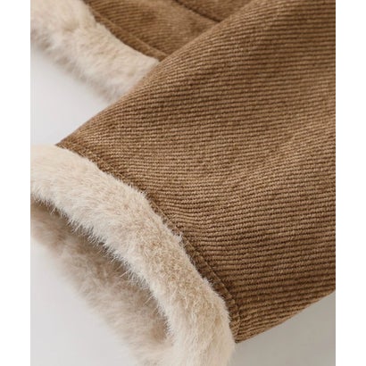 ラポミ プチ LA POMME petit Corduroy Fur Trim Cropped Down Jacket/コーデュロイファー付きクロップド丈中綿ジャケット （Brown）｜詳細画像