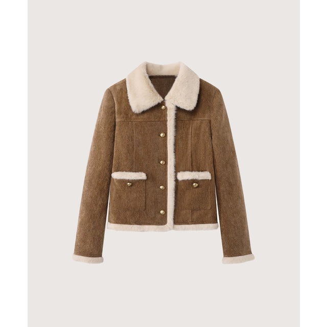 Corduroy Fur Trim Cropped Down Jacket/コーデュロイファー付きクロップド丈中綿ジャケット （Brown）