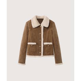 Corduroy Fur Trim Cropped Down Jacket/コーデュロイファー付きクロップド丈中綿ジャケット （Brown）