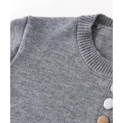 ラポミ プチ LA POMME petit Multi Colored Button Heart Patch Cardigan/マルチカラーハート型ボタンパッチ付きカーディガン （Gray）｜詳細画像