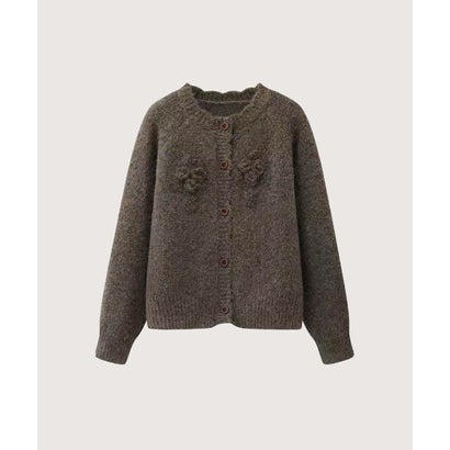 Heathered Floral Applique Cardigan/ヘザーフローラルアップリケカーディガン （Brown）｜詳細画像