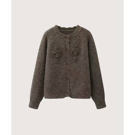 Heathered Floral Applique Cardigan/ヘザーフローラルアップリケカーディガン （Brown）