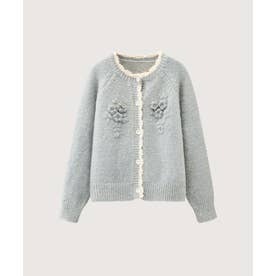 Heathered Floral Applique Cardigan/ヘザーフローラルアップリケカーディガン （Gray Blue）