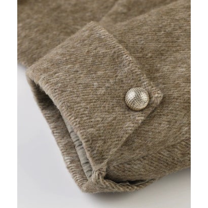 ラポミ プチ LA POMME petit Contrast Knit Collar Cropped Woolly Coat/配色ニット襟クロップド丈ウールコート （Brown）｜詳細画像