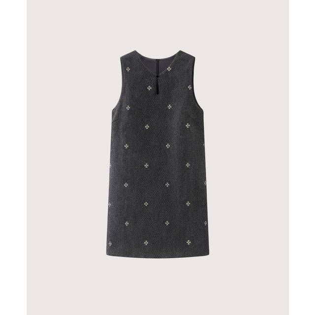 Texture Embroidery Vest One Piece/テクスチャー刺繍ベストワンピース （Gray）