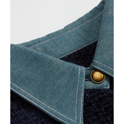ラポミ プチ LA POMME petit Denim Contrast Tweed Cropped Jacket Set Up/デニムツイードクロップドジャケットセットアップ （Navy）｜詳細画像