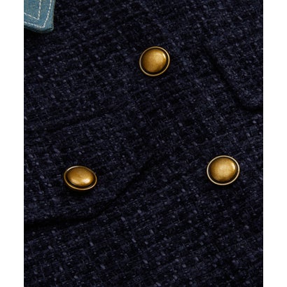 ラポミ プチ LA POMME petit Denim Contrast Tweed Cropped Jacket Set Up/デニムツイードクロップドジャケットセットアップ （Navy）｜詳細画像