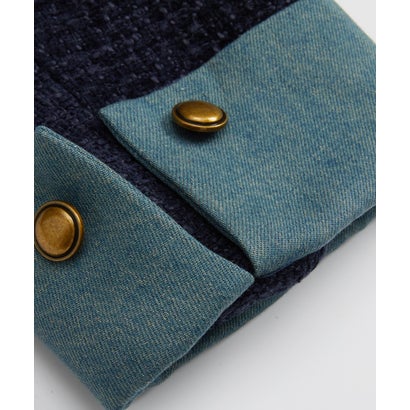 ラポミ プチ LA POMME petit Denim Contrast Tweed Cropped Jacket Set Up/デニムツイードクロップドジャケットセットアップ （Navy）｜詳細画像