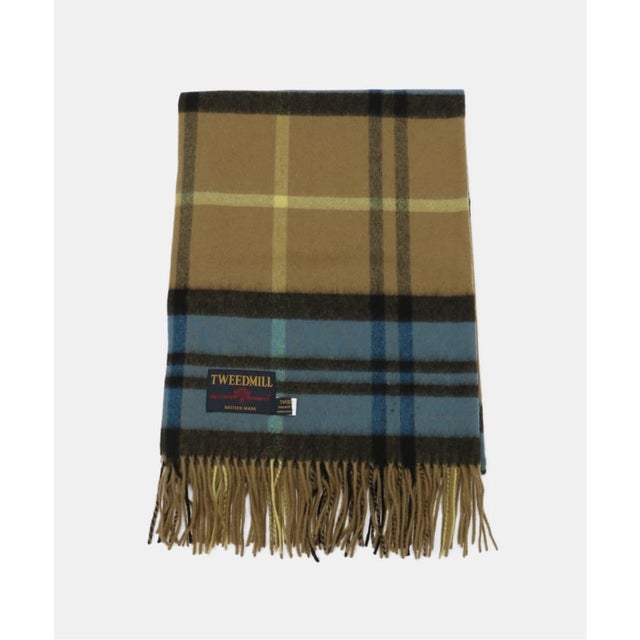 TWEEDMILL / ツイードミル ウールチェックストール 70*190cm （カーキ）