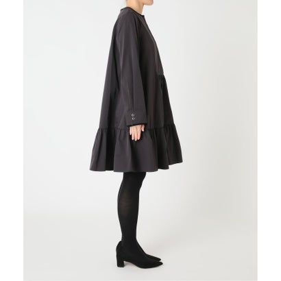 《予約》【洗える】ベロアパイピングタフタワンピース （ブラック）｜詳細画像