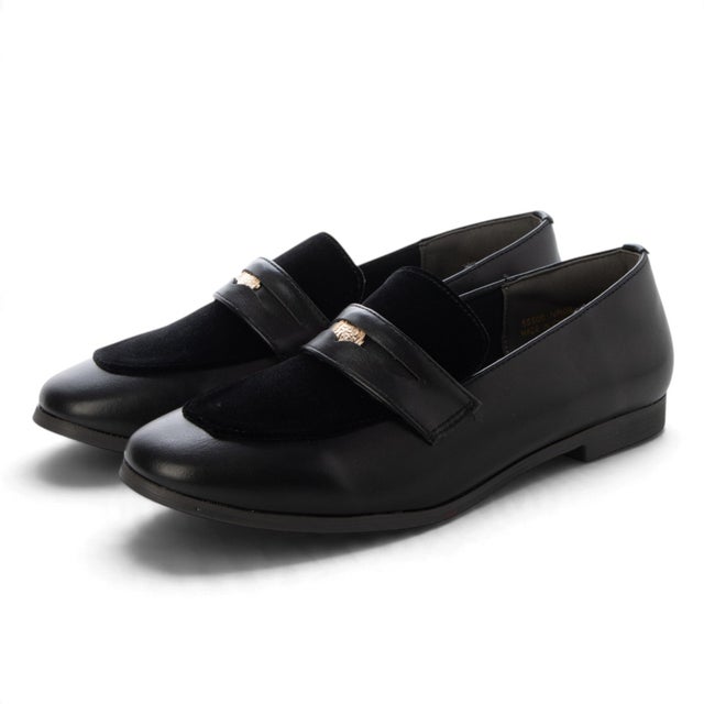 大人コインローファー ベロアコンビ （BLK/BLK）
