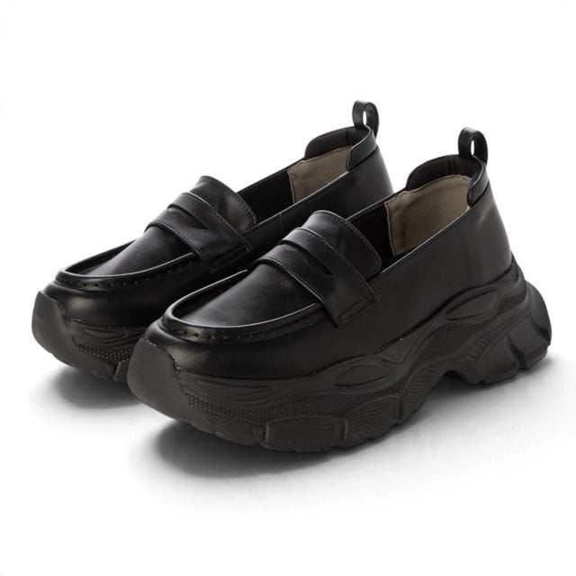 厚底スニーカーローファー （BLK）