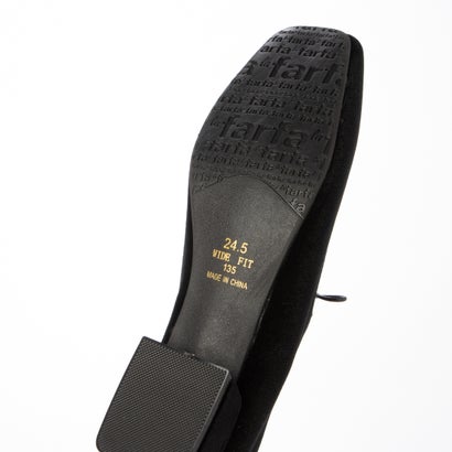 スクエアトゥ リボンローヒールパンプス （BLK/C）｜詳細画像