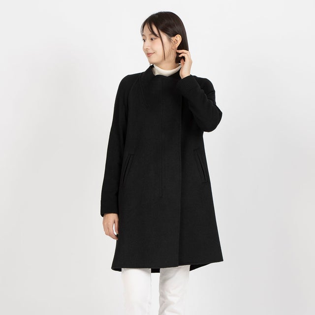 Aライン ニットドッキングリバーコート （ブラック）
