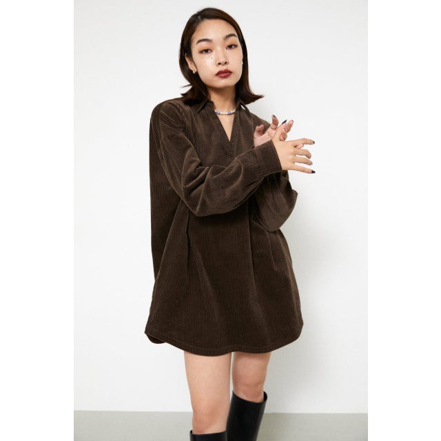 CORDUROY LOOSE MINI OP BRN