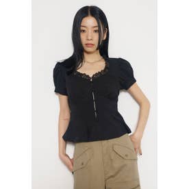 LACE TUCK PUFF トップス BLK