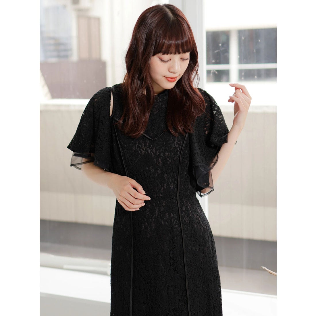 レディメイド LADYMADE 2WAYショルダーパイピングレースドレス 