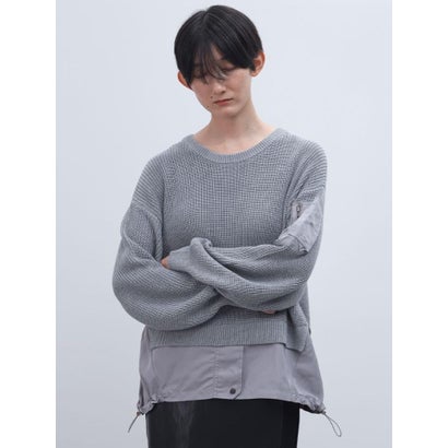 MA-1レイヤードライクニットプルオーバー （グレー）｜詳細画像