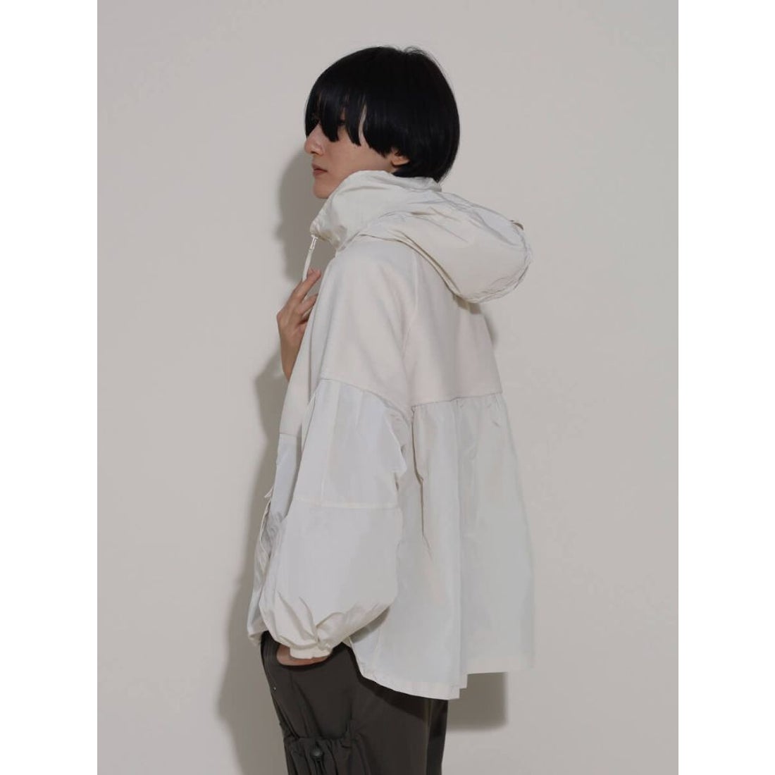 ラシュッド LASUD フリースドッキングアノラックパーカー （アイボリー