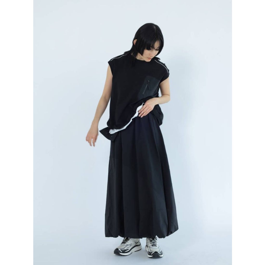 ラシュッド LASUD ポケットデザインバックチュールカットソー
