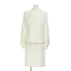 【値下げ】Le Suit　バニラホワイトのテキスチャー素材セットアップスカートスーツ