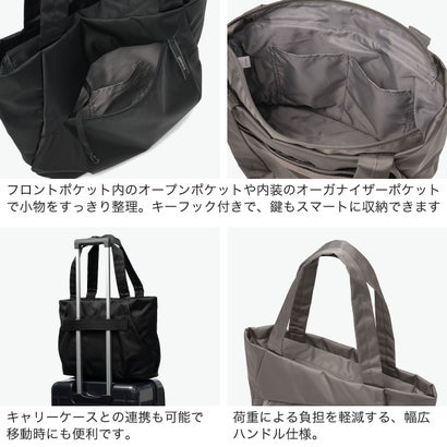 ルコックスポルティフ le coq sportif トートバッグ レディース 大きめ A4 ファスナー付き 布 バッグ 軽い 軽量 大人 小さめ 撥水 通勤 連結 横 14L おしゃれ 旅行 ファスナー トート キャリーオン 6W09 20274 （ウォームグレー）｜詳細画像