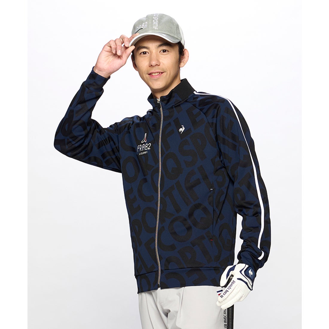 新品23区ゴルフ Sサイズ ストレッチ 総柄ロゴ ジャガードトラックジャケット le coq sportif golf 【ストレッチフォーサー】ロゴジャガードブルゾン