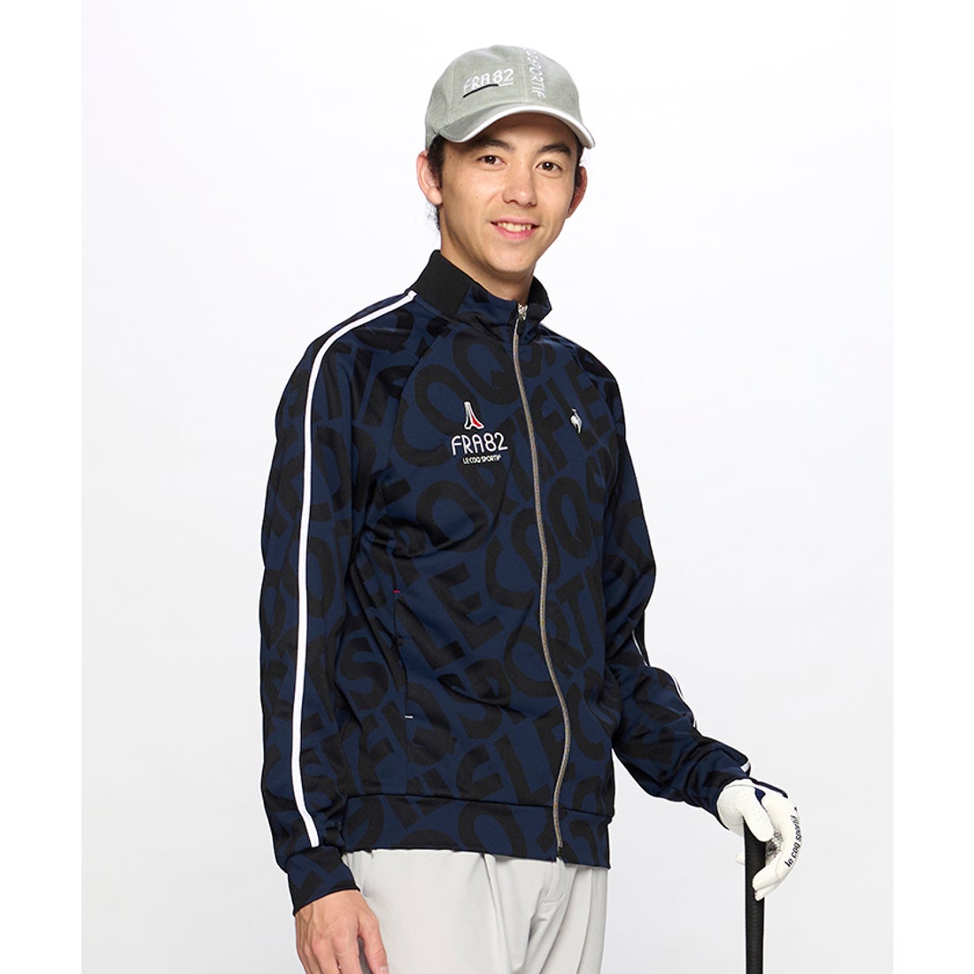 le coq sportif golf 【ストレッチフォーサー】ロゴジャガードブルゾン
