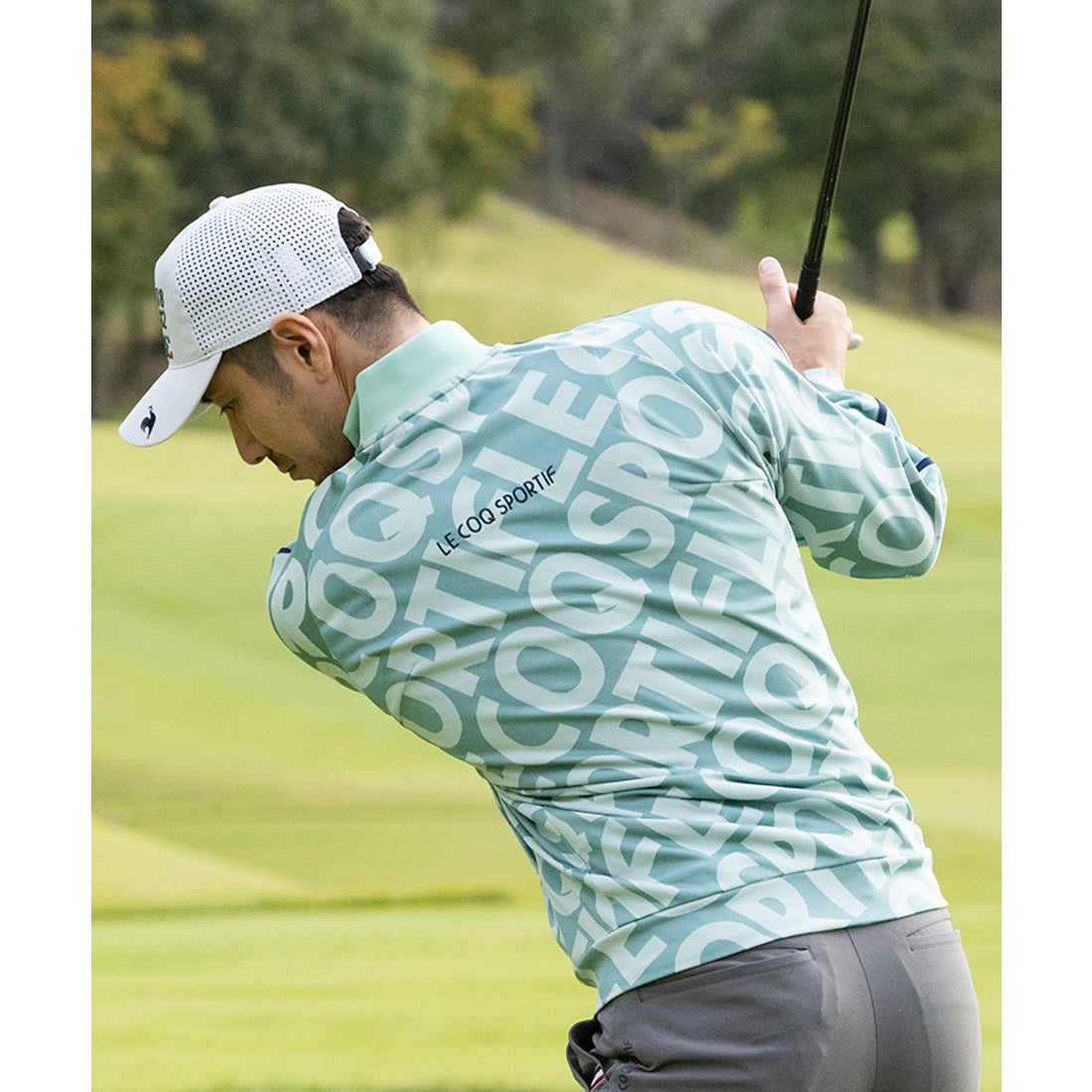 le coq sportif golf 【ストレッチフォーサー】ロゴジャガードブルゾン