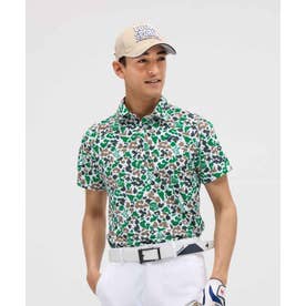 Descente Golf メンズ 半袖ポロシャツ 花柄 Lサイズ le coq sportif golf 【直営店限定】ニワトリアート柄半袖シャツ