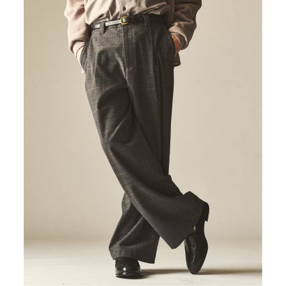 ウーステッドライク ワイドスラックス （ブラウン A）｜詳細画像