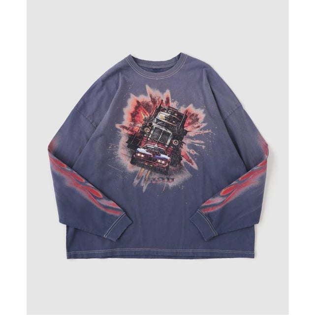 ANACHRONORM / アナクロノーム FLAME SLEEVE GRAPHIC L/S T-S （ネイビー）