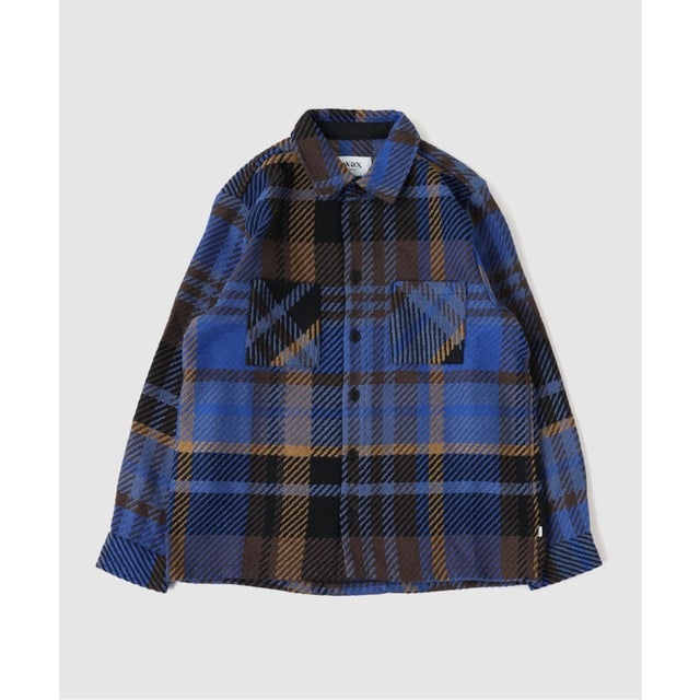 【WAX LONDON / ワックス ロンドン】オーバーシャツ BLUE BROWN （ブルー A）