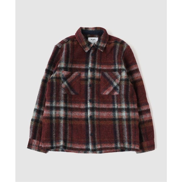 【WAX LONDON / ワックス ロンドン】オーバーシャツ BURGUNDY MULTI （ボルドー）
