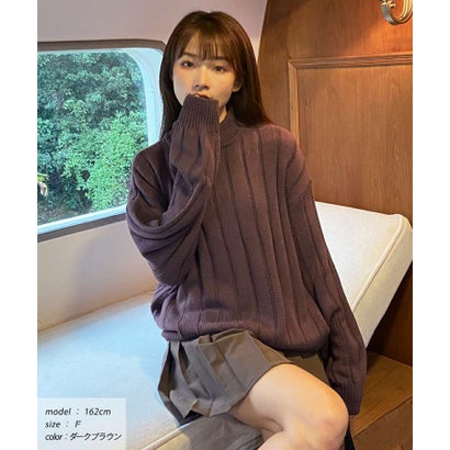 アドティエ ad thie ワイドリブニット （ベージュ）｜詳細画像