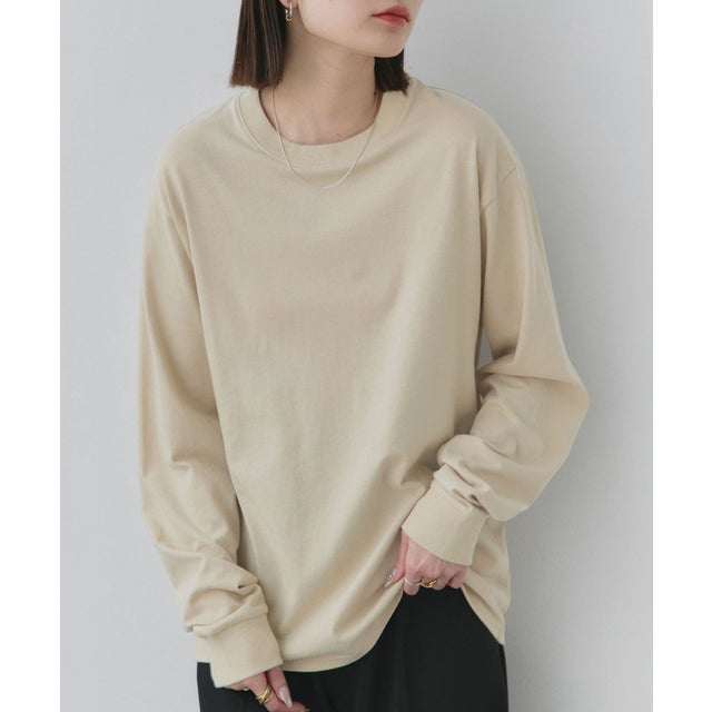 シンプル長袖Tシャツ （ベージュ）