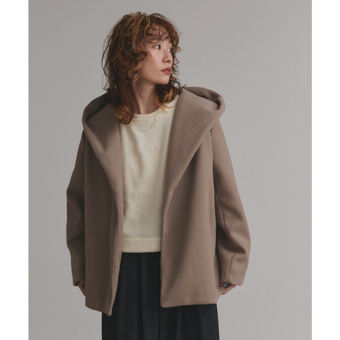 Theory フード付きコートSベージュ 定価97,900円 アドティエ ad thie フード付きコート （ベージュ） -ファッション通販